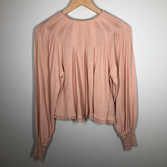 FREE People Billowy Sleeve Peach Pink  Long Sleeve T-Shirt Size XS - Picture 7 of 7